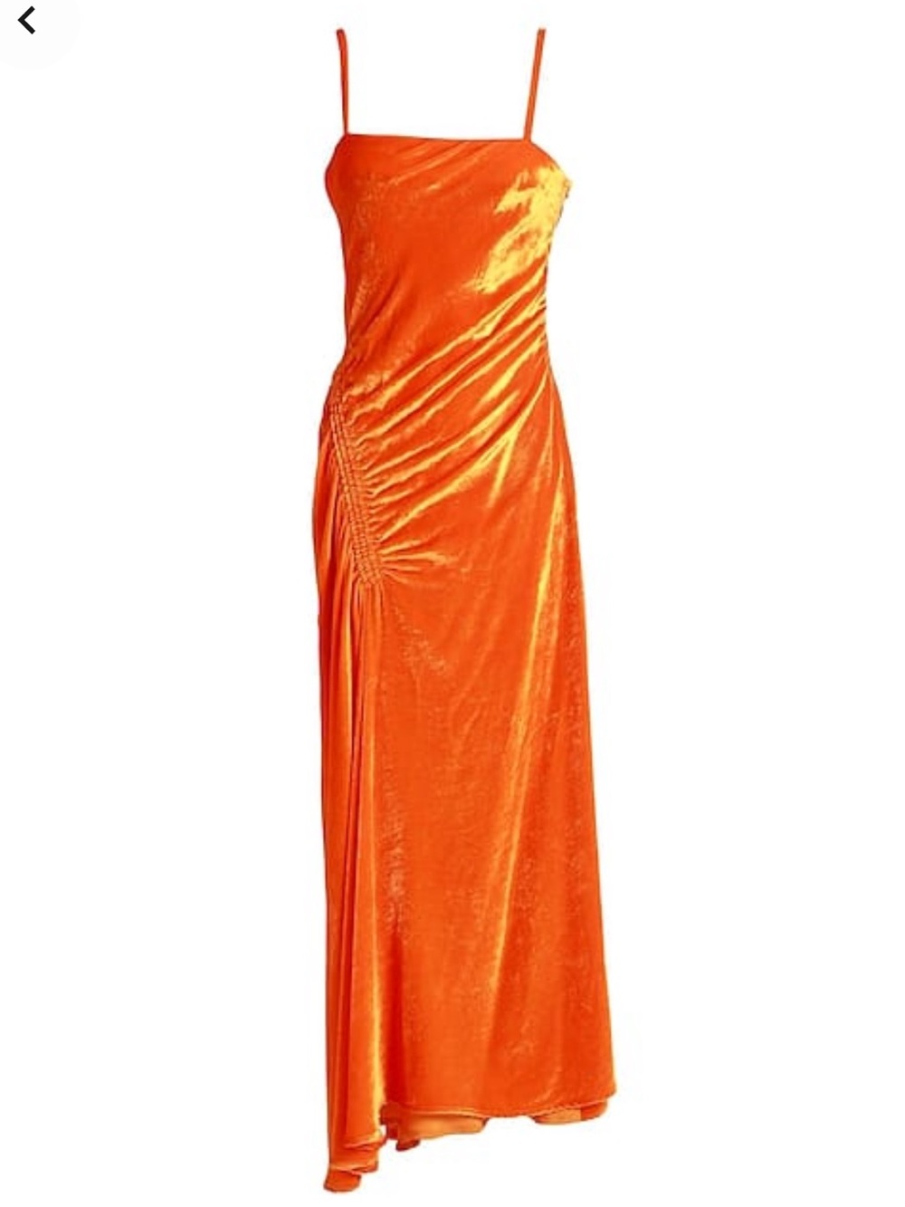 Proenza Schouler Vibrant Orange Velvet Ruched Maxi